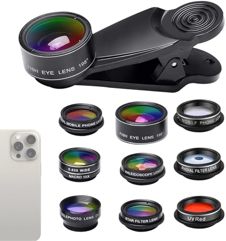 Kit d'objectifs d'appareil photo 10 en 1 pour smartphone | Grand angle