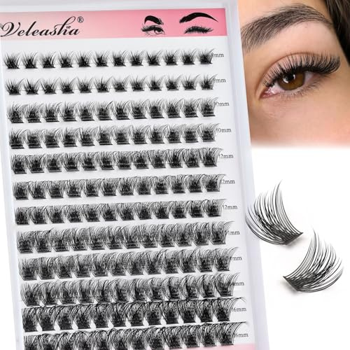 Veleasha Individuelle Extensions D Curl Flauschige Büschel Wimpern Extensions DIY Wimpernverlängerung für zu Hause (D-MIX, 8-16mm)