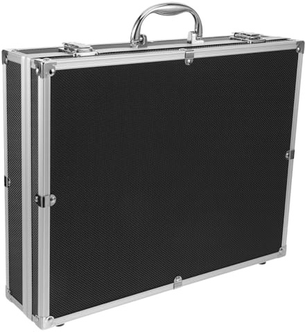 GLSTOY Portable Aluminum Handheld Microphone Case 4pcs with Handle, Black Wireless Mic Storage Box for Ktv and Travel, Sturdy Mic Organizer for Microphone Accessories