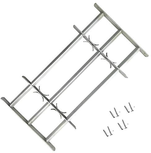 Sufrk Rejas para ventanas ajustables con 3 barras transversales de 500 – 650 mm, rejillas para ventanas antirrobo, extensibles, galvanizadas de acero, con barandillas de seguridad