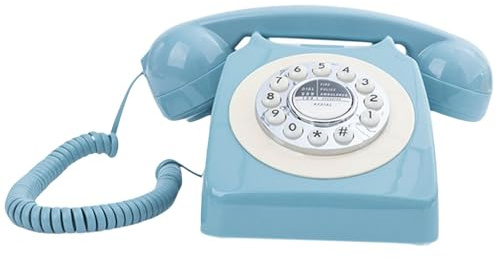 HGZLQKD Audio Guest Book Phone Audio Guestbook Messages Landline Phone Model Old Phone er for Wedding Anniversary Decor, Blue