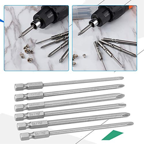 Set di 10 Punte per Cacciavite a Taglio con Testa a Croce in Acciaio S2 PH1 PH2, Gambo Esagonale 1/4 di Pollice, Magnetismo, per Cacciaviti Elettrici, Cacciaviti a Mano, Trapani