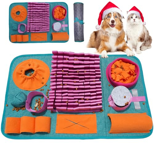 Futtermatte Trainingsmatte Hund SchnüFfelteppich Waschbar Trainingsmatte SchnüFfelteppich FüR Hunde Riechen Trainieren Gegen Langeweile Und Anregung LangsamfüTterungsunterlage FüR Welpen(66 * 42cm)