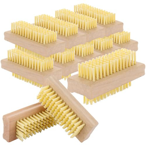 ASelected 10 PCS Double Sided Wooden Nail Brush,Double-Sided Nail Scrubbing Brush for cleaning nails,Double-Sided Nail Scrubber,Nail Cleaning Scrubbing Brush for Hands Feet Nails Cleaning
