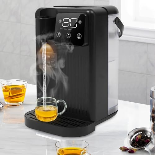 Dispensador de agua caliente instantánea con luz nocturna, dispensador instantáneo de agua caliente de 1700 W, temperatura del agua ajustable y cantidad de salida de agua, seguridad para niños