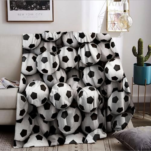 BNREDA Manta de fútbol para niños, Manta Deportiva para sofá de fútbol, de Microfibra mullida (B, 130x150cm)