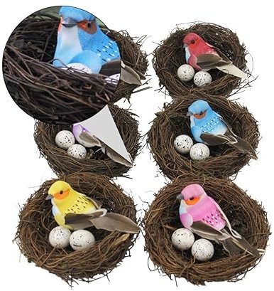 BESPORTBLE 6satz Teiliges Dekorative Vogelnester Mit Simulationseiern Für Garten Und Party-Dekoration Ostern Und Frühlingsfeiern Künstliche Rattan-Nester Für Kreative Arrangements