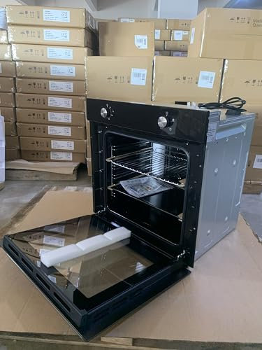 Hobsir Four électrique Encastrable 60cm, 60L de capacité, Cuisinière 6 fonctions, Max Température 250°C, 120-Min minuterie, Four professionnel, Commande Simple par Bouton Rotatif