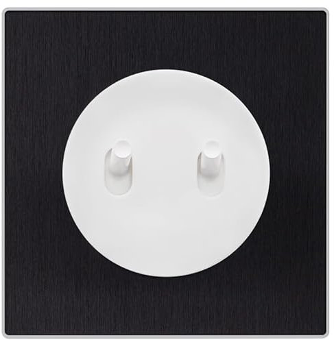 FONTINI - Double va et vient blanc - manette blanc glossy DOM + plaque simple métallisé anthracite