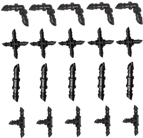 Sosoport Facile Da Installare 20 Pezzi Connettori A T Connettori A Gomito Dritti A Croce Per Tubo Di Irrigazione Da Giardino Da 4/7 Mm