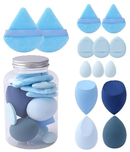 FVPKYUR 14 Pièces Éponge De Maquillage Set, Beauty Bl-ender Set, Kit Éponges De Maquillage Et Houpettes, Éponge De Beauté Douce, Mélangeur D'éponges De Maquillage, Make-up Pour Femme