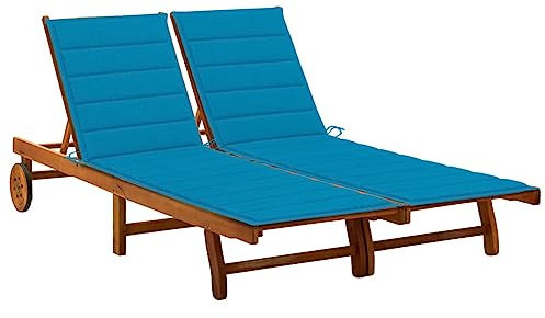 Xichuzi 2-Personen-Sonnenliege mit Auflagen Akazie Massivholz, Gartenliege, Liegestuhl, Sonnenstuhl, Sonneninsel Outdoor, Liegen, Gartenmöbel, Bäderliege, Relaxliege - 3061378