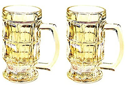 MRKU Boccali da Birra Steins Bicchieri da Birra Grandi e Pesanti con Manico Boccali in Vetro da 14 Once Set di Bicchieri da Birra Classici Ottimi per Famiglie e Feste Confezione da 2 Boccali da Birra