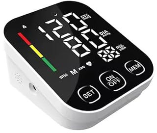 Monitor de presión arterial recargable, LED, brazo superior, automático, BP, esfigmomanómetro, medidor de frecuencia cardíaca, tonómetro, arritmia, monitor BP, brazo superior para el hogar