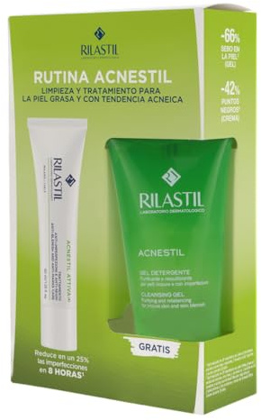 Rilastil - Rutina Acnestil, Gel Detergente 50 ml e Crema Attiva (+) 40 ml, Idrata, Previene e Riduce le Imperfezioni e Pulisce Non Resecare, Adatto per pelli miste, Grasse e con Tendenza Acneica