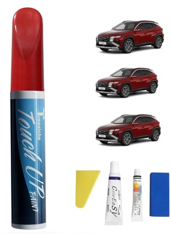 Treesiche Autolack Lackstift für Hyundai, Lack Reparatur Kit Lackierstift und Pinsel 2 in 1, Auto Kratzer Stift, Auto Kratzer Reparatur Stift für Hyundai, Ultimate Red Metallic (WR3)