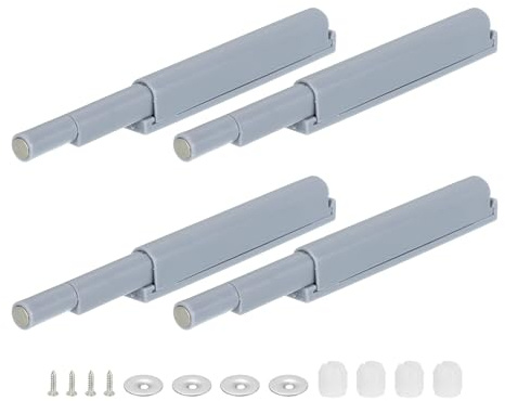 QUARKZMAN Amortisseur Porte Placard à Fermeture Douce, 4 Ensemble Push to Open Amortisseur de Porte d'Armoire Magnétique Ouvre-Porte, pour Portes d'Armoires Cuisine Garde-Robe, Gris