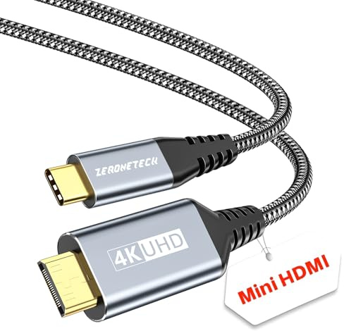 ZeroneTeck - Cable USB C a Mini HDMI 2.0 (1,5 m, transmisión de vídeo 4 K@60 Hz, no HDMI)