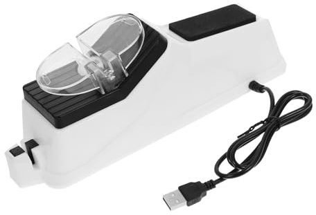 Affila Coltelli da Cucina Elettrico, Affilatrice Utensili Domestici Bianco | Uso in Cucina e Casa, Struttura Semplice Angoli Arrotondati, Plastico Bianco, Presa Comoda