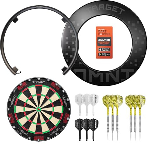 Target Darts Omni Dart Board Auto Punteggio Camera Sistema Surround LED Luce | Automatico Scorer, Magnetico, Bersaglio Anello Illuminazione, Record Dart Score | Inoltre con Ultimate Home Bundle