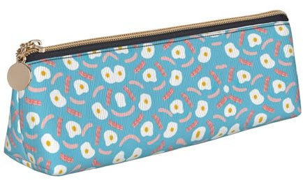 Ghjkfbf Astuccio in pelle con stampa a forma di uovo di hot dog, sacchetto con cerniera per forniture di cancelleria, piccola borsa cosmetica