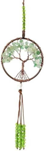 ZHAOYCSH Green Tree of Life Suncatcher Hanging Ornament, Crystal Wind Chime for Windows, Garden & Bedroom, Handmade Crystal Gemstone Glass Decor, Gifts for Women, Home Wall Car Charm