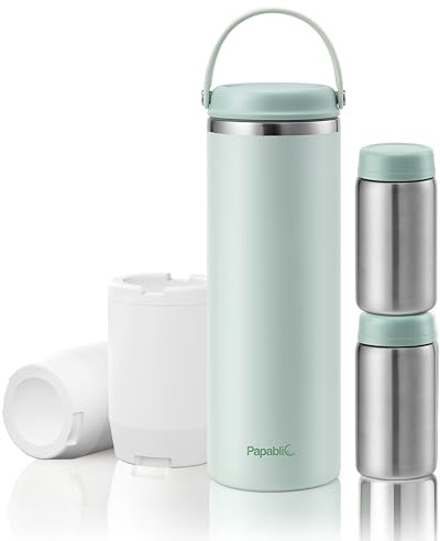 Papablic Refroidisseur de lait maternel portable de 500 ml, grande capacité, avec 2 biberons pour le stockage du lait maternel, vert menthe