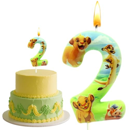 Löwe Kuchen Deko, 3D Lion Kerze, Geburtstagskerzen, Thema Party Kuchen Deko, 2 Geburtstag Junge