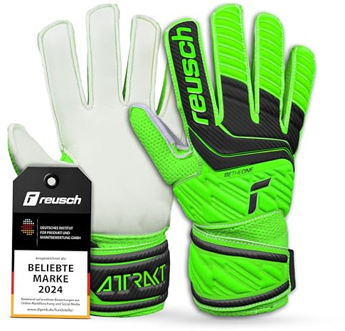 Reusch Torwarthandschuhe Kinder | robuster Grip & stabile Passform | für Training & Spiel, für Kunstrasen, Naturrasen & Hartplatz, für Nachwuchs-Torhüter, Größe 4-8, Attrakt Solid Junior