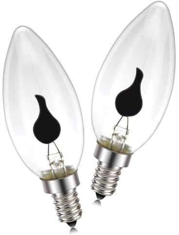 Ruiandsion E14 C35 LED Flammen-Leuchte 3W, Transparent Flackereffekt, 2er-Pack für Weihnachtsbaum, Lavalampe, Deckenventilator, Wandleuchten, 220V