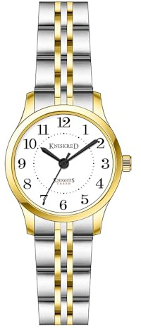KNISKRED Reloj de Fácil Lectura para Mujer con Correa Sólida de Acero Inoxidable Reloj de Vestir para Damas Resistente al Agua