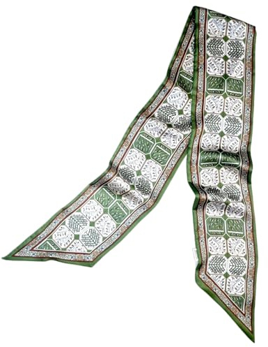 GIMIRO Eleganter Leoparden-Seidenschal, Polyester, Braun-Beige mit Kontrastrand, 145 x 13 cm