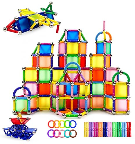 Fyxttalor Blocs de Construction Magnétiques Enfant 234pcs | Kit STEM avec Tiges Magnétiques pour Enfants 6 ans+, Puzzle 3D Jeu de Construction Magnétique Cadeau pour Garçons et Filles