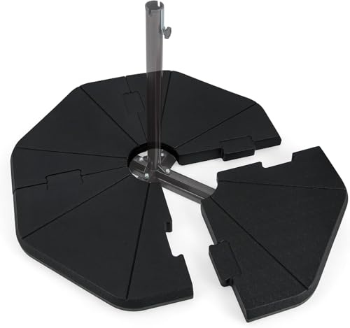 GOPLUS Sonnenschirmständer, Schirmständer 4-teilig mit 58L Wasser/76KG Sand befüllbar, Sonnenschirmständer für Ampelschirm, Marktschirm & Sonnenschirm, HDPE Marktschirmständer, Ampelschirmständer