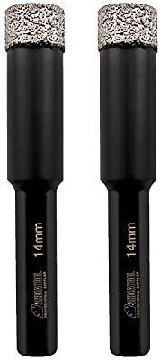 SHDIATOOL Dry Diamond Drill Bits Set HEX Shank 2pk 14mm for Porcelaun Tile Ceramics Marble