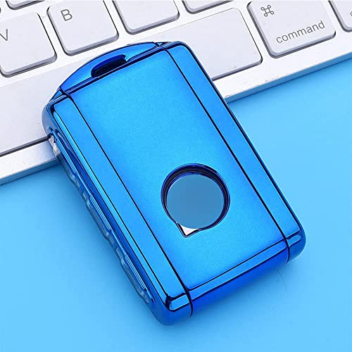 ontto Smart Autoschlüssel Hülle Fall für Volvo V70 XC60 XC90 S90 V90 XC70 S80 3 Tasten Premium TPU Schlüsselbox Keyless Go Schlüssel Tasche Schlüsselschutz Schlüsselanhänger-Blau