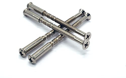 FixitFlo M4 Verbindungsschrauben, Chrom, mit Hülsen, M4 x 60 mm, Bolzenlänge x 20 mm, Hülsenlänge, abbrechbar, verstellbare Bolzen für Türgriff, Knauf oder Rosette (4 Stück,
