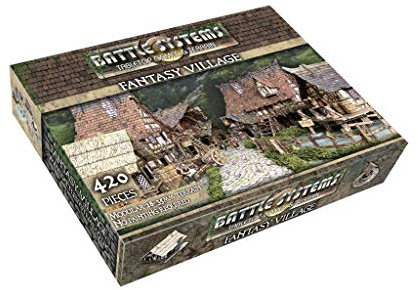 Battle Systems – Modular Fantasy Scenery – Perfect for Roleplaying and Wargames - Multi Level Tabletop Terrain for 28mm Miniatures – Colour Printed Model Diorama – (Village)
