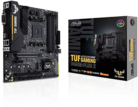 ASUS TUF Gaming B450M-PLUS II AMD AM4 (Ryzen 5000, 3rd Gen Ryzen microATX Gaming Motherboard (DDR4 4400(O.C.), USB 3.2 Gen 2 Type-A, BIOS Flashback, 256Mb BIOS Flash ROM, AI Noise Cancelling Mic