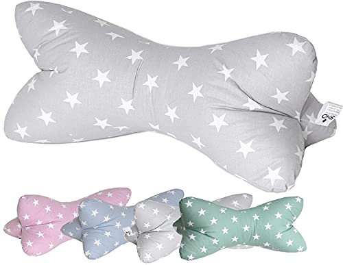 SHD Handels GmbH Cojín Cervical para Lectura de 40 cm, 100% algodón, cojín Decorativo como sujetalibros, Tableta, TV, cojín Cervical ergonómico, cojín de Lectura para Lectura cómoda, Gris