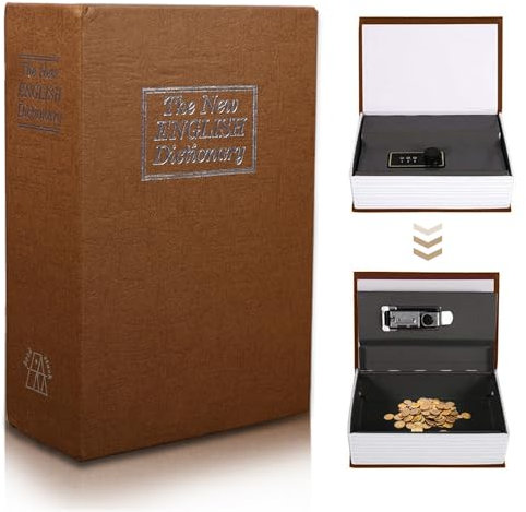 Buchtresor Mit Kombinationsschloss, Buch Safe Mit Zahlenschloss, Wörterbuch Buchumleitung Safe Money Schmuck Versteckte Schließfachbox, 11,5 X 5,5 X 18 Cm (Kaffee)