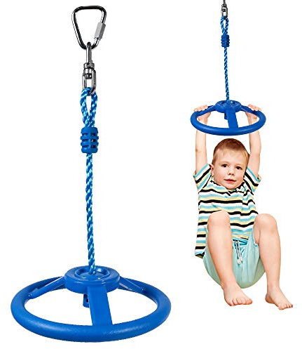 Ninja Rad Klettergerät Schwungrad Slackline Zubehör Outdoor Klettertrainingsgerät Ninja Wheel Affenrad (Blau)