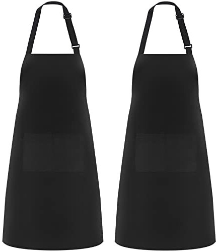 Riqiaqia 2 Pack Küchenschürzen für Männer Damen, Kochschürze mit 2 Taschen zum Kochen, Backen, Malen, Hausarbeit