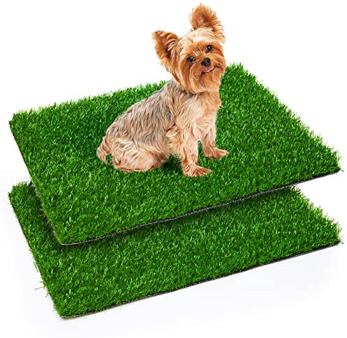 Oiyeefo Künstliche Haustiermatte für Welpen, Haustierrasen, Ersatzmatte für Hunde-Töpfchentraining, drinnen und draußen, 2 Packungen (45,7 x 58,4 cm)