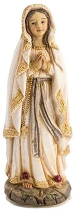 DRW Figura Virgen de Lourdes de Resina Pintada a Mano 8 cm
