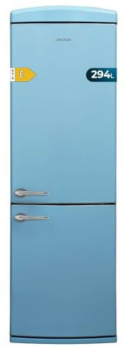 Cecotec Frigorífico Combi 2 Puertas Retro de 294 L Bolero CoolMarket Combi Origin 294 Blue E. Altura 190 cm y 60 de Ancho, Total No Frost, Multi Cooling, Ultra Fresh, Convertible Box, Azul