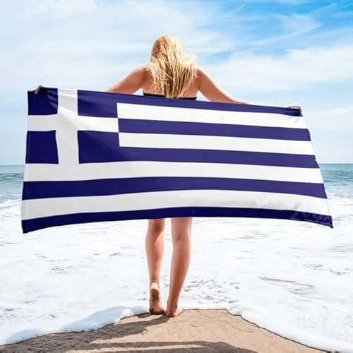CTQTZ Griechenland-Flagge Strandtuch & Badetuch 90x180cm Mikrofaser Strand-Handtuch & Bade-Handtuch