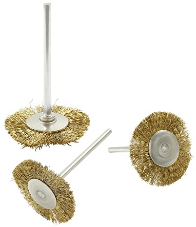 LDEXIN 20 spazzole per ruote in filo di ottone a forma di T con gambo da 2,35 mm per utensili rotanti, strumento di pulizia polacco, diametro 1 pollice.