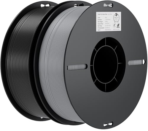 Creality Ender PLA Filament, 1,75mm PLA 3D Drucker Filament, Maßgenauigkeit +/- 0.03mm, passend für die meisten FDM Drucker (Grau & Schwarz 2-Pack)