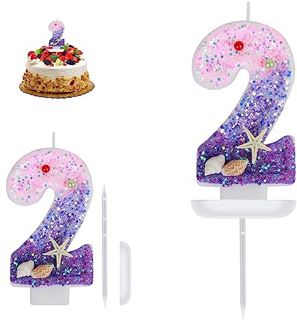 Geburtstagskerzen Zahlen 2, Kerzen Geburtstag, Meerjungfrau Geburtstag Deko, Geburtstagskerzen Kinder für Torte, Tortendeko Geburtstag, Kuchendeko Geburtstag, Geburtstagsdeko für Geburtstagsfeier